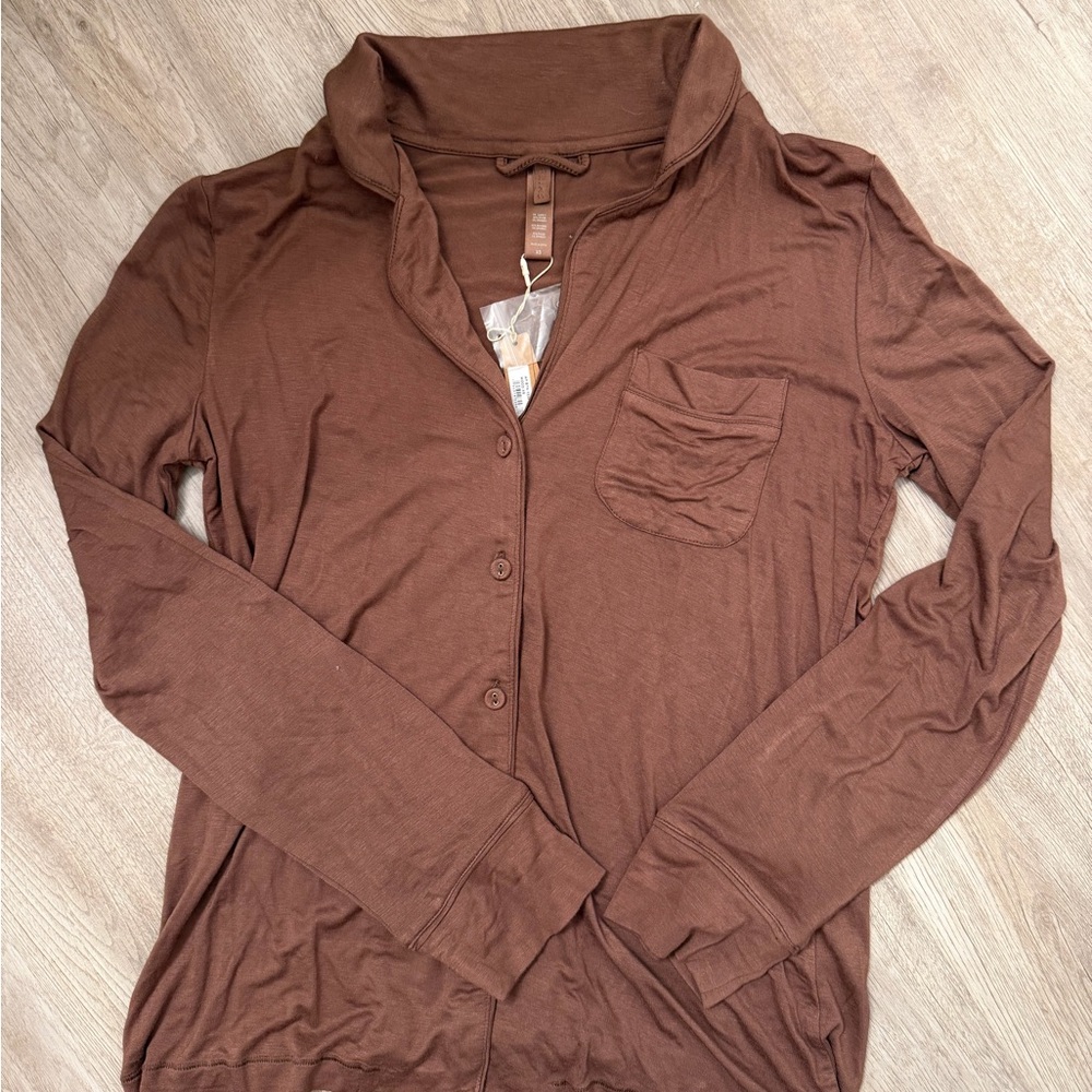 SKIMS Brown Pajama Top